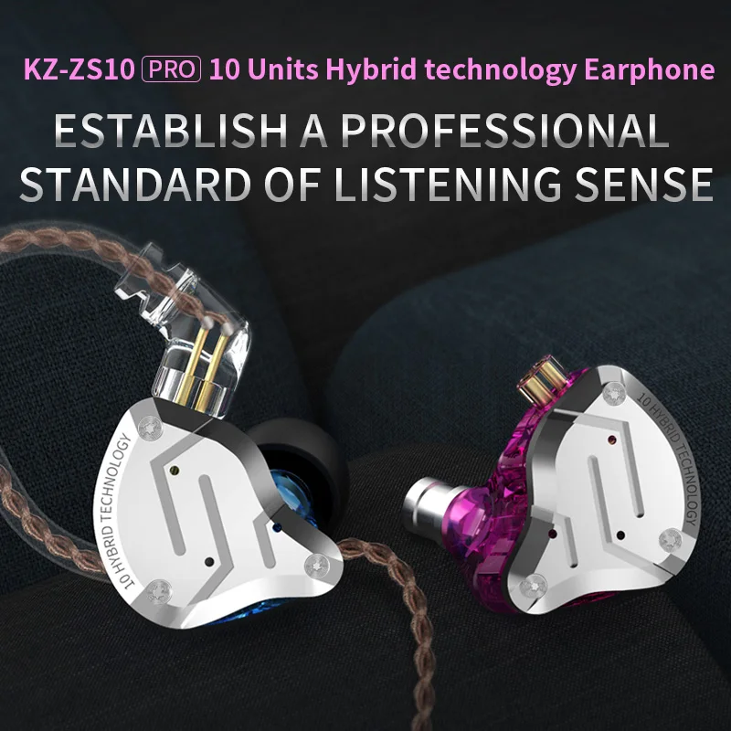 

KZ ZS10 Pro 4BA+1DD Metal Headset Hybrid 10 drivers HIFI Bass Earbuds In Ear Monitor Sport Noise Cancelling Earphones KZ ZAX ZSX