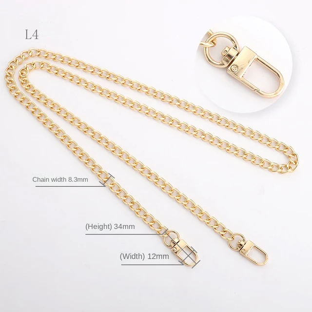 Multicolor Bag Chain Accessories Gold Women's Shoulder Bag Chain Metal Bag Chain Strap Crossbody Bag Parts Belt Chain for bags L04-Light Gold