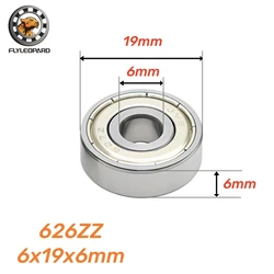 10 - Pack Precision Deep Groove Miniature Bearings (6x19x6mm) - 603ZZ  3x9x5