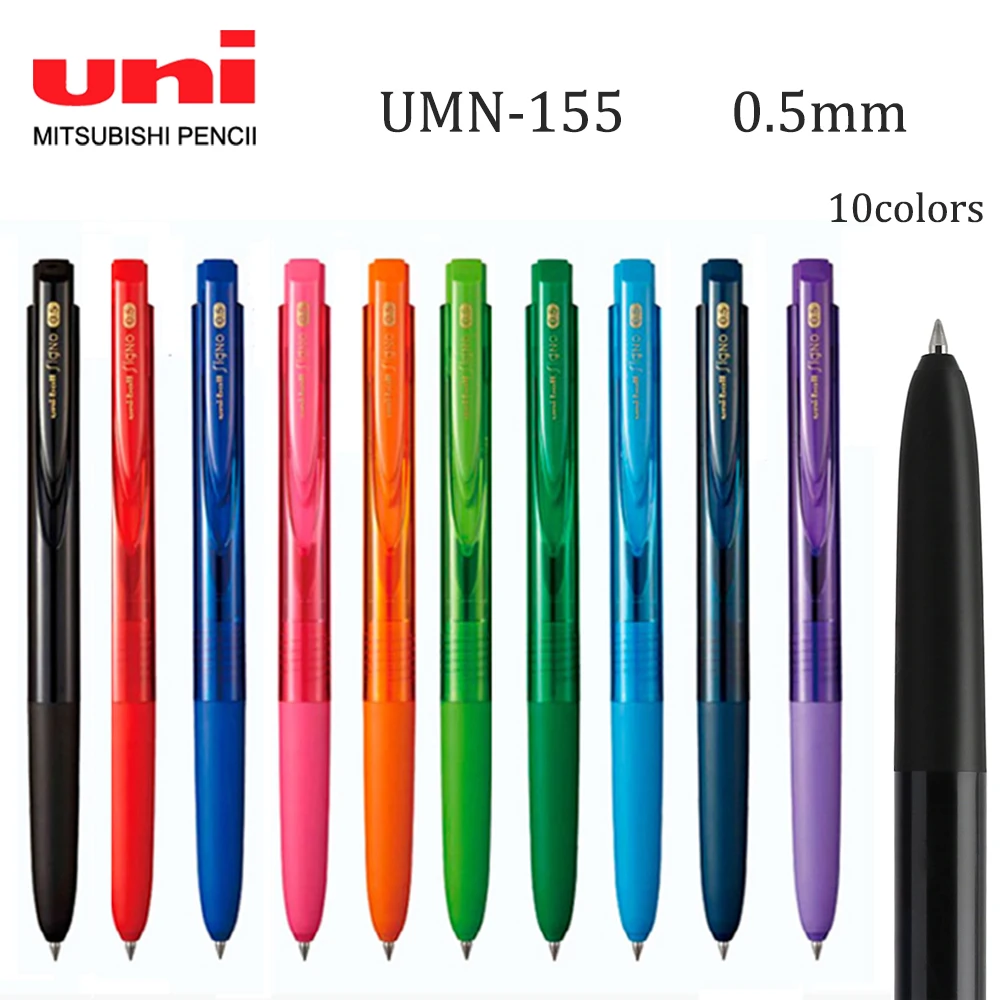 

10 Colors/Lot UNI Gel Pen UMN-155 Upgrade Edition Low Damping Press Water Pen 0.5mm Notes Hand Account Kawaii School Supplies