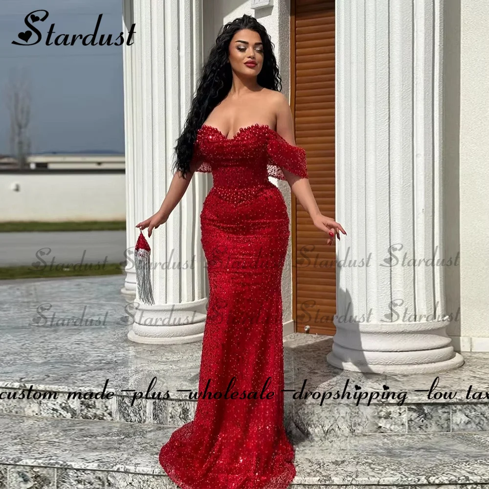 Stardust Attractive Mermaid Celebrity Dresses Beading Pleat Tulle Saudi Arabric Prom Gown Vestidos De Festa Plus Customized 4