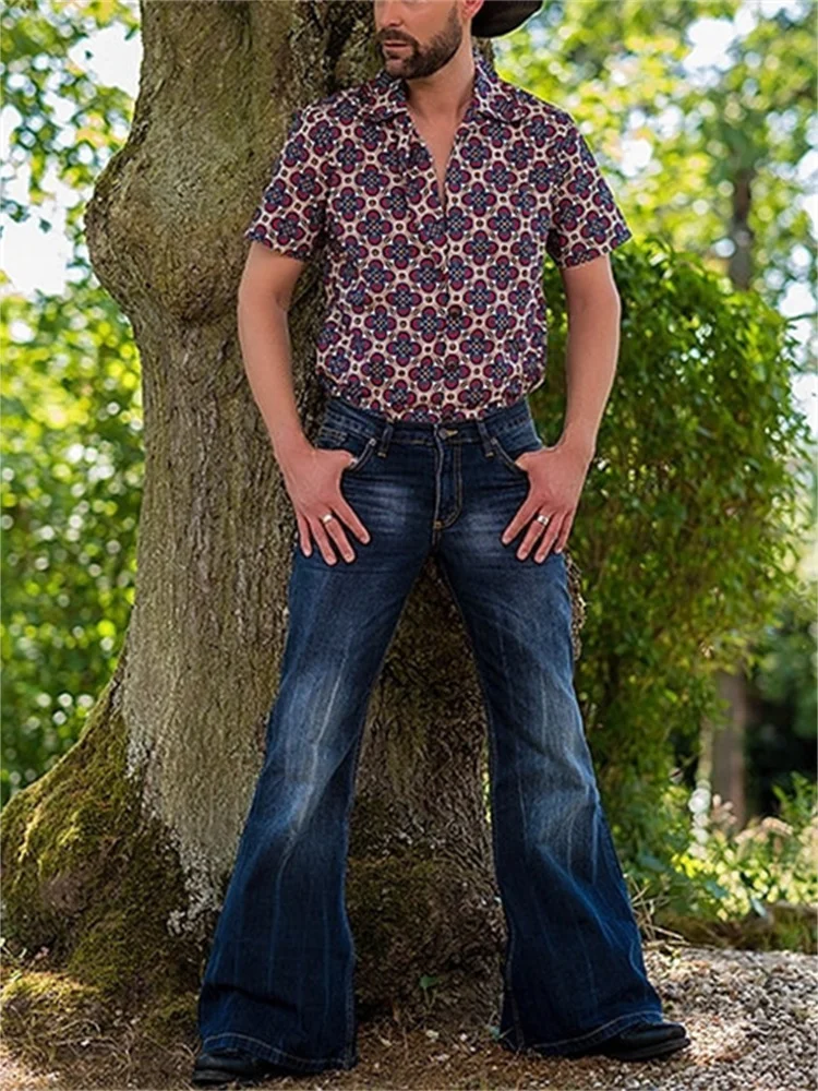 חדש Mens גדול התלקח ג 'ינס BootCut רגל מכנסיים רופף זכר מעצב קלאסי פעמון תחתון ג' ינס לגברים חוסן herren