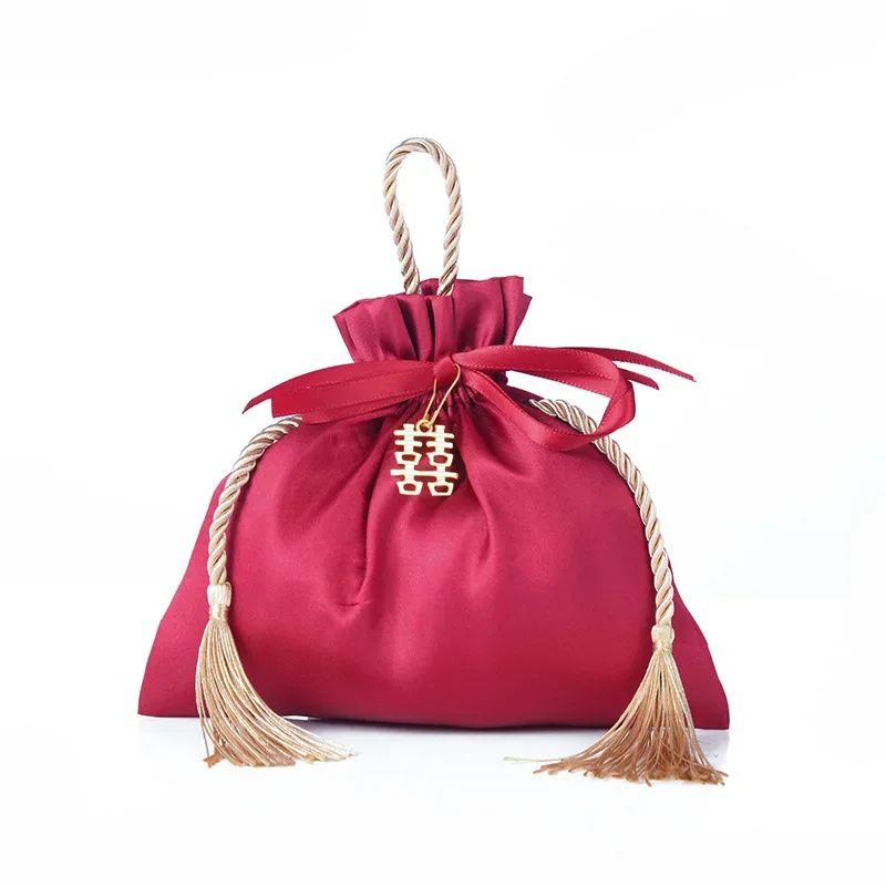 10 Stück Luxus verpackung Kordel zug Samt beutel Seide Geschenkt üte für Schmuck Hochzeit Süßigkeiten schachteln mit Perlens chnur Dekor begünstigt Taschen – Detail 11