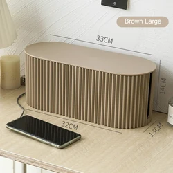 Large Capacity Wire Storage Box for Desktop Cable and Plug Organization (Brown)