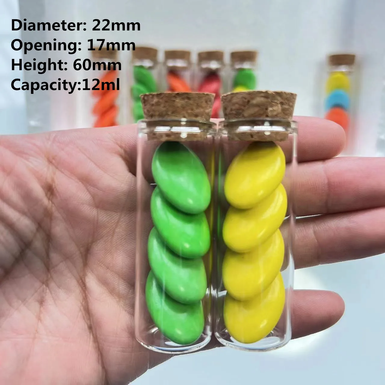 54pcs/108pcs/ Wedding Dragees Glass Jar 17*22*60mm12ml Dragees Glass Test Tube Marriage Dragees Glass Bottle Wedding Gift Crafts 4