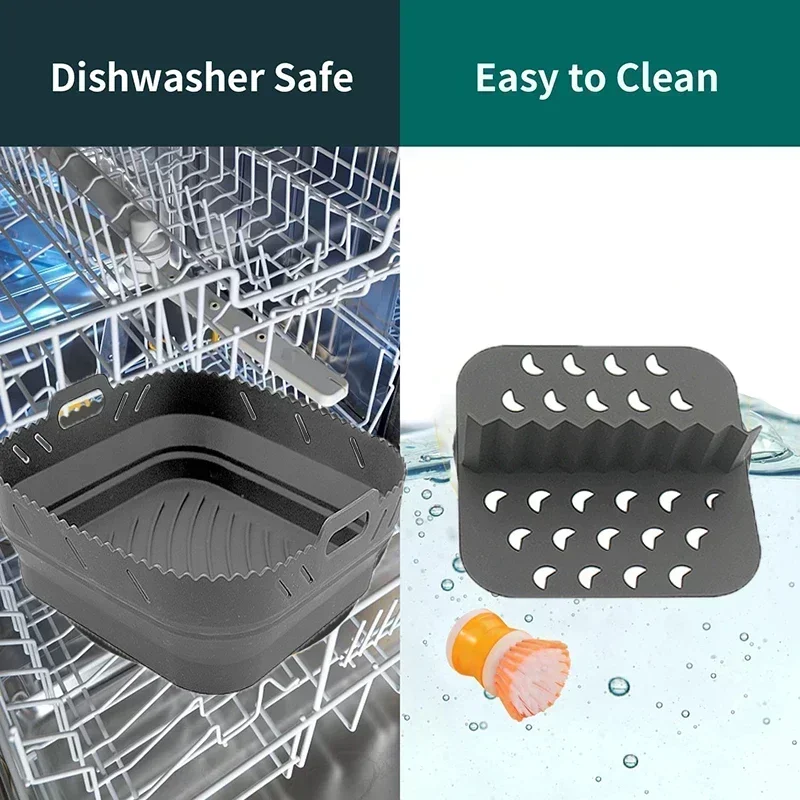 Air fryer silicone tray fried chicken baking tool oven baking tray with divider plate reusable liner basket