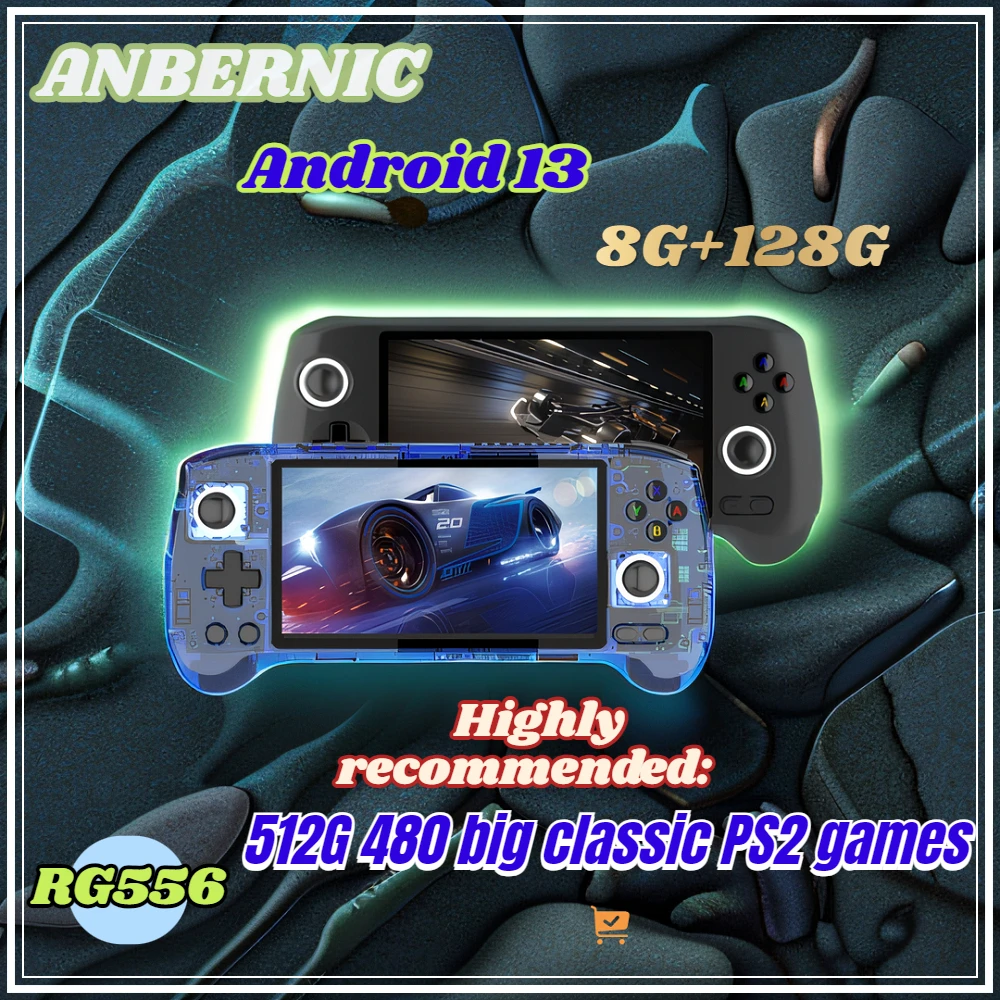 Anbernic Rg556 Console Di Gioco Portatile Retrò Sistema Android 13 8G + 128G Lettore Video Con Schermo Amoled Da 5.48 Pollici 512G Ps2 Giochi Psp