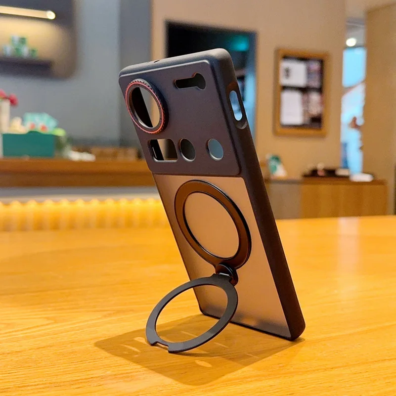 Red Circle Lens Full Coverage Metal Magnetic Holder Case