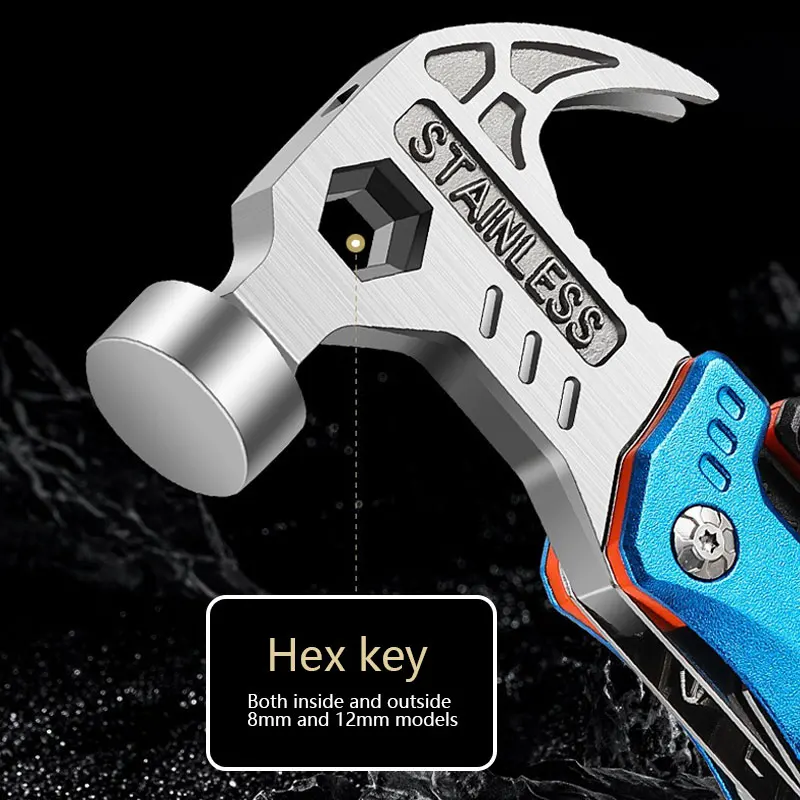 Multifunctional hammer folding portable outdoor wrench pliers car body defense universal one-piece combination tool multi-purpos