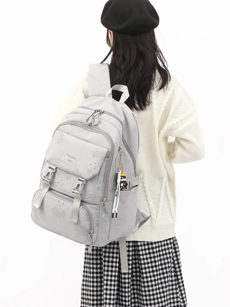 Fashionable Lightweight Girls Backpack Functional Pockets Teen School Backpack Water Resistant Bookbag for School Children