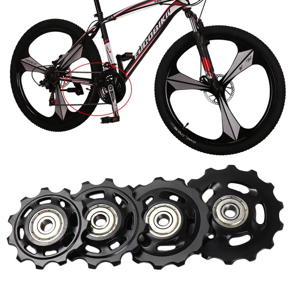 1 paire de poulies de dérailleur arrière 11T/13T à roulement en céramique pour roue jockey (noir 11 T