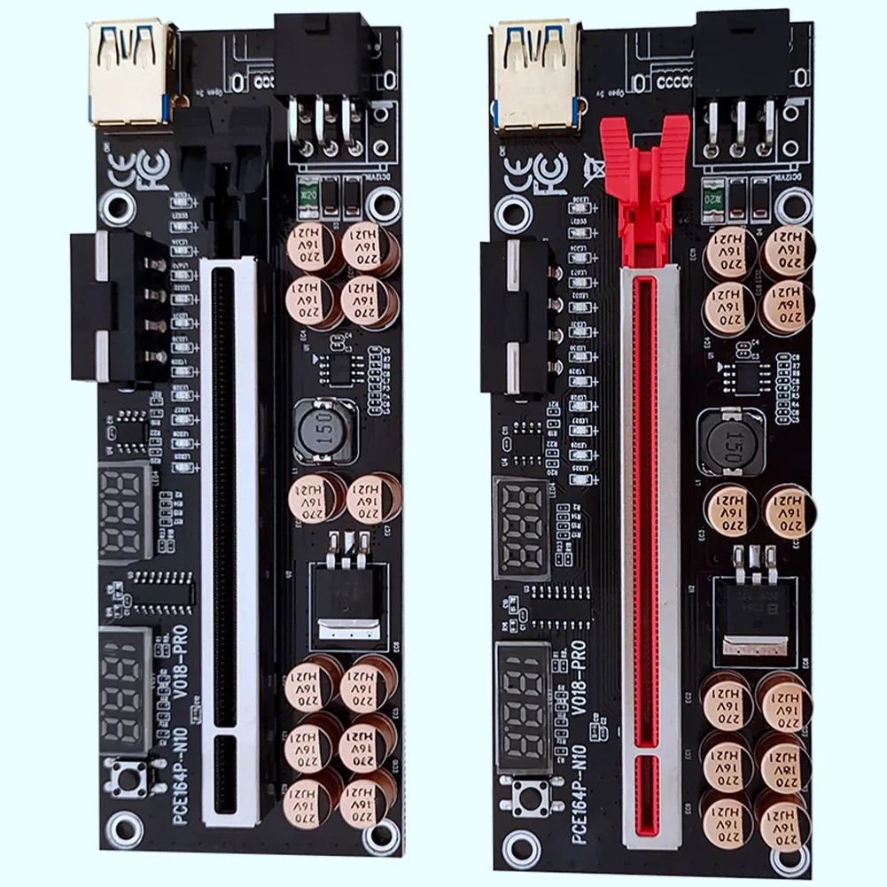 VER018 PRO PCI-E Riser Card USB 3.0 Cable 018 PLUS PCI Express 1X To 16X Extender PCIe Adapter for BTC Mining(Red) pci e riser card