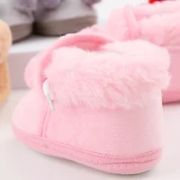 Winter Snow Baby Boots Faux Fur Warm Fluff Balls Indoor Cotton Soft Sole Infant Newborn Toddler Baby Shoes 0-18M 6