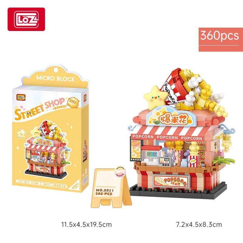 LOZ-8853 Mini Food Street View Octopus BBQ Coffee Shop Popcorn