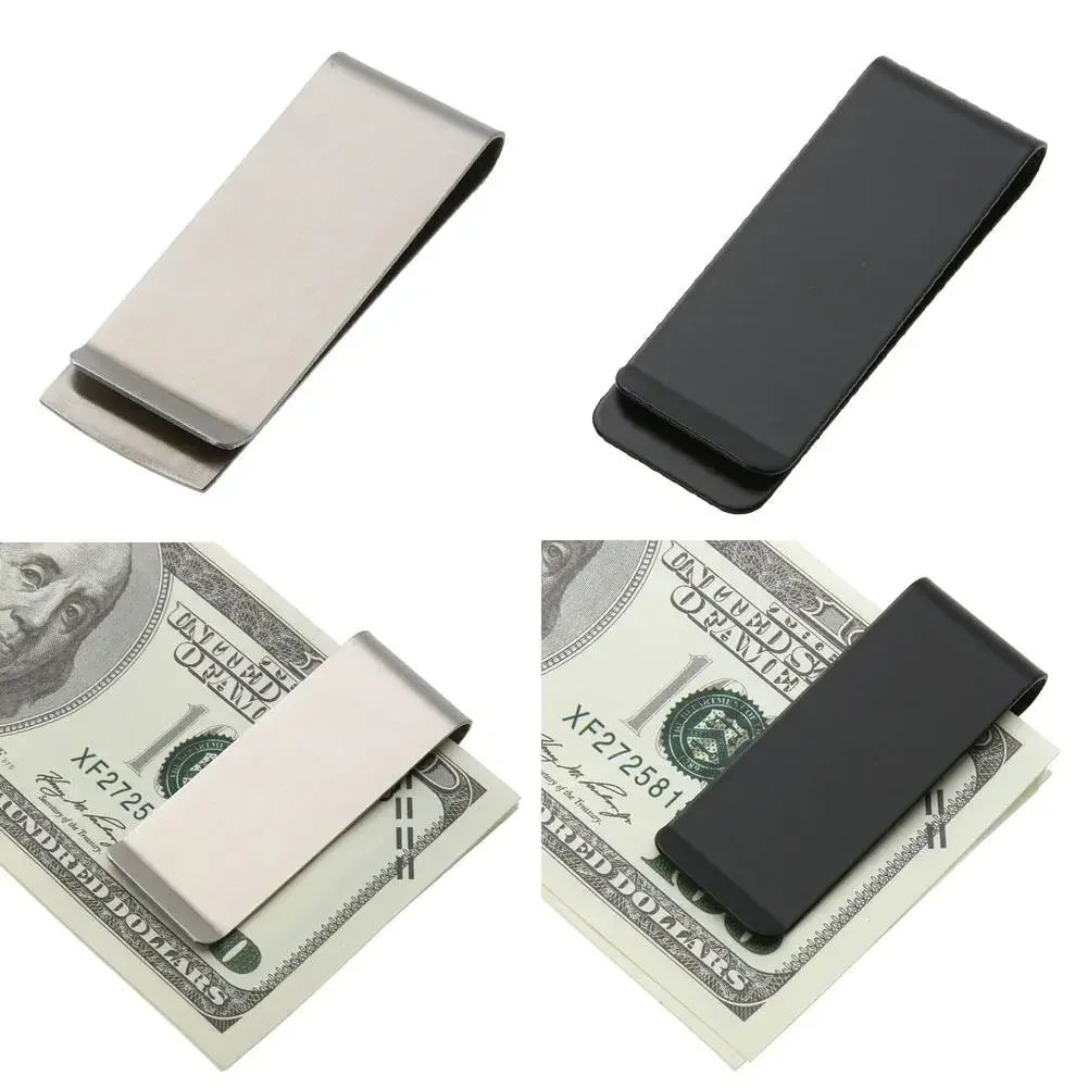1pc Metal Stainless Steel Money Clip Cash Clamp Holder Portable Wallet Dollar Card Clip Business Banknote Folder for Men Women 2