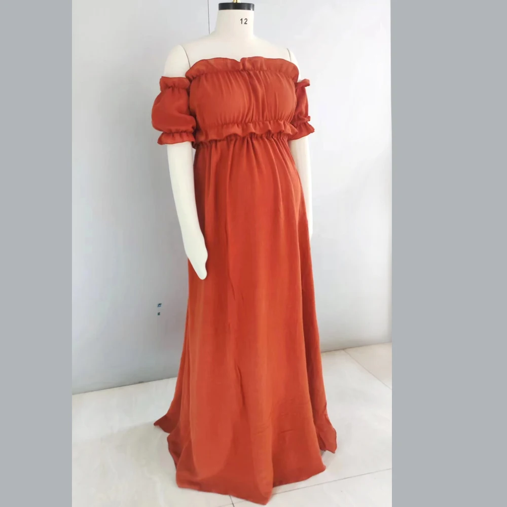 chinese dress ladies Off-Shoulder Ruffle Lace Maxi Dress in Soft Pink - M main image 0
