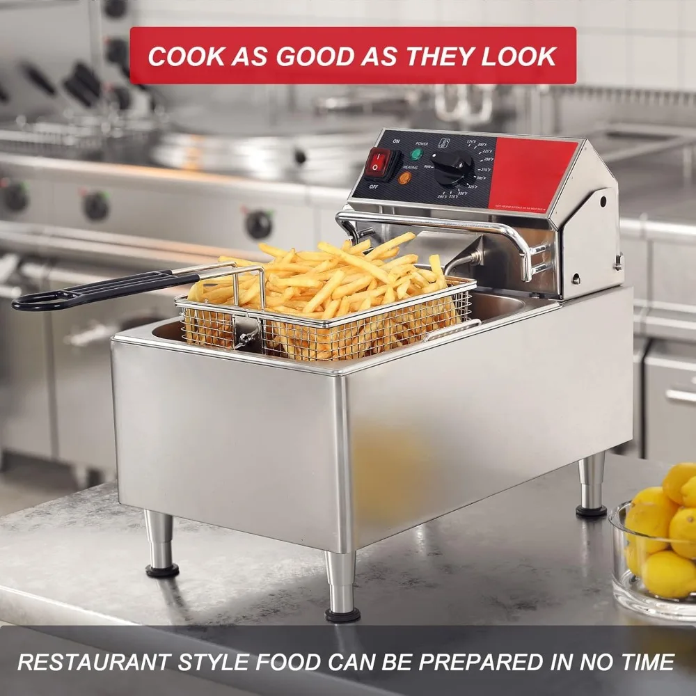 13Lbs Electric Deep Fryer Countertop with Easy-assembling Solid Basket,Removeable Oil Container for Restaurant Home Use-120V 4
