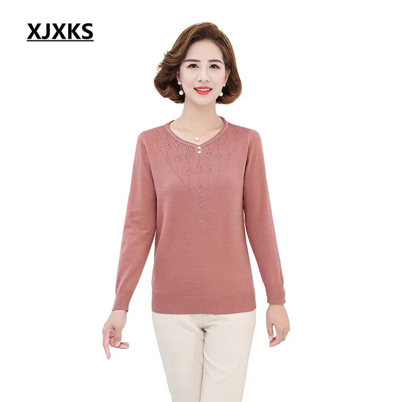 

XJXKS 2022 Autumn Winter Latest Wool Knitted Bottoming Shirt Women's Sweater Loose Large Size Pullover Sueters De Mujer