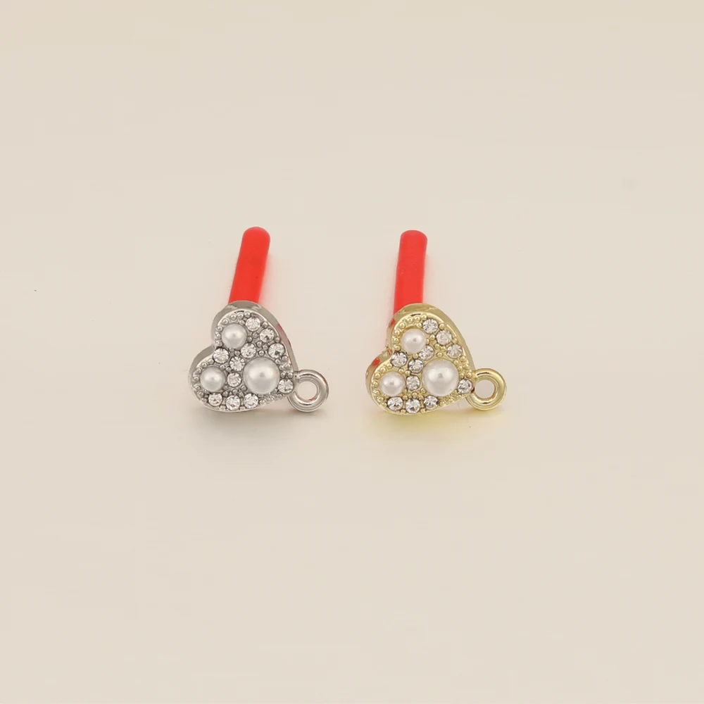 

Cordial Design 100Pcs 9*11MM Heart Shape/Jewelry Findings & Components/Imitation Pearl/Rhinestone/Hand Made/Earrings Stud