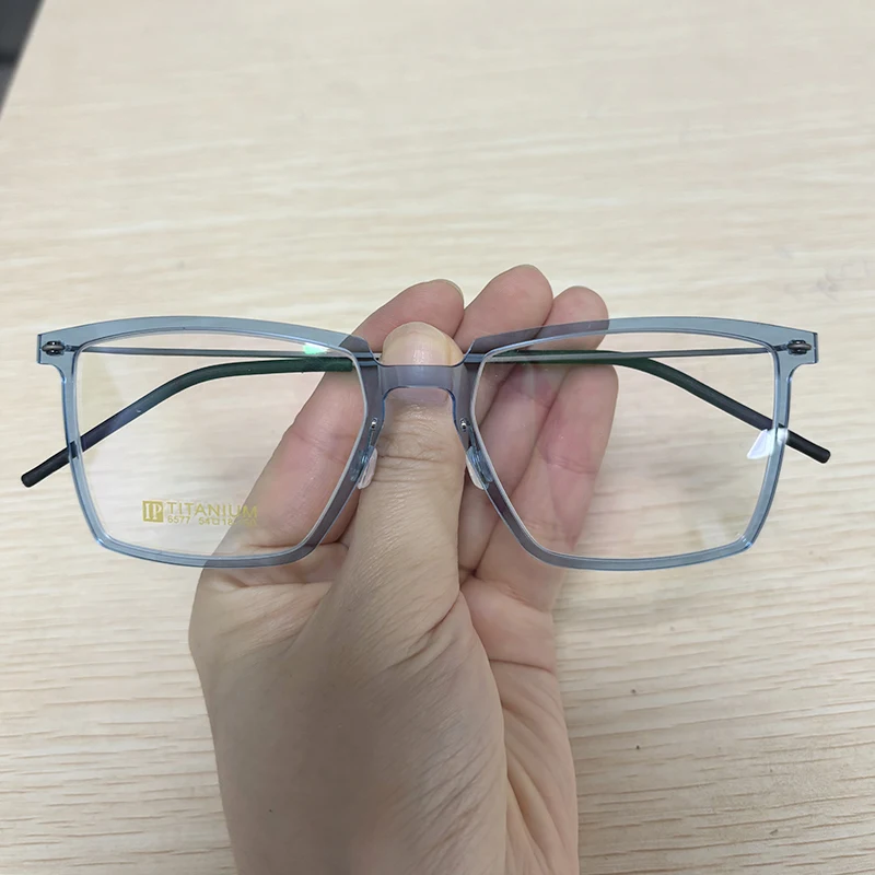 Dänemark Marke Big Square 6577 Gläser Rahmen Männer Acetat Titan Ultra-Licht Brillen Mode Business Büro Brillen Gafas – Detail 14