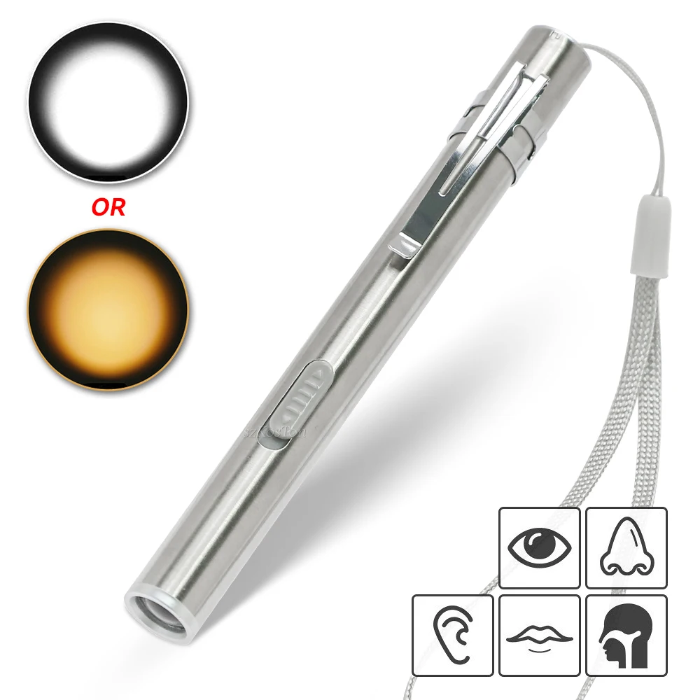 Энергосберегающая портативная ручка, портативный USB Перезаряжаемый мини-фонарик, профессиональный медицинский светодиодный фонарик с зажимом из нержавеющей стали