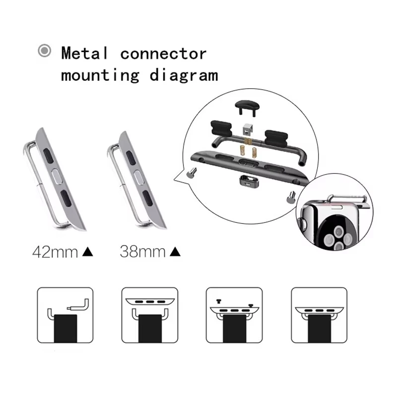 Premium Stainless Steel Connector Adapter Set for Apple Watch - Sleek and Durable Design Accessories