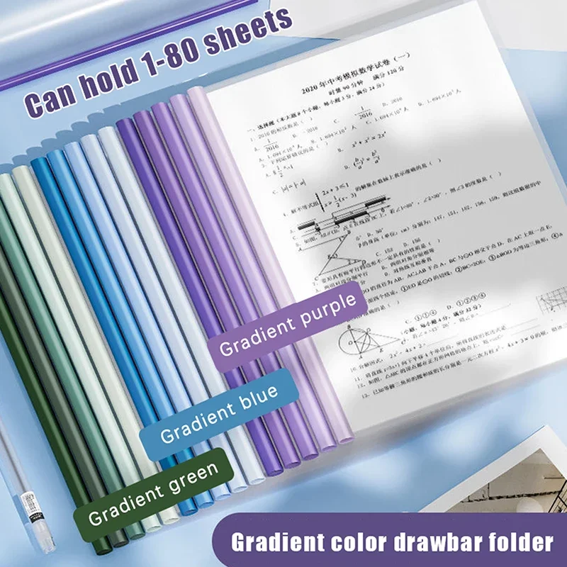 File Folder Thicken Draw Rod A4 Document Storage Bag Clip 10pcs