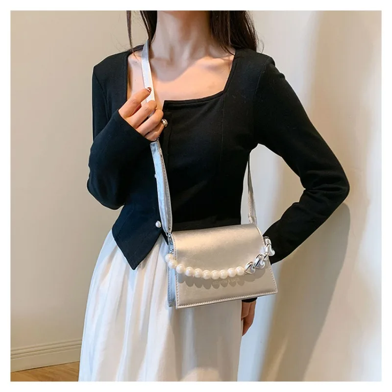 Small Square Crossbody Bag Chain Hand-held Women's Trendy Fashion Niche Shoulder Bag Western-style Luxury Brand Crossbody Bag