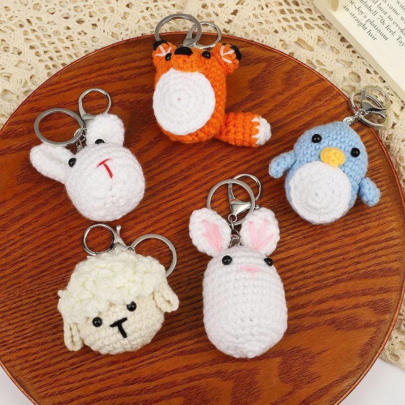 Cute Handmade Diy Weaving Keychain Wool Crochet Unique Knitted