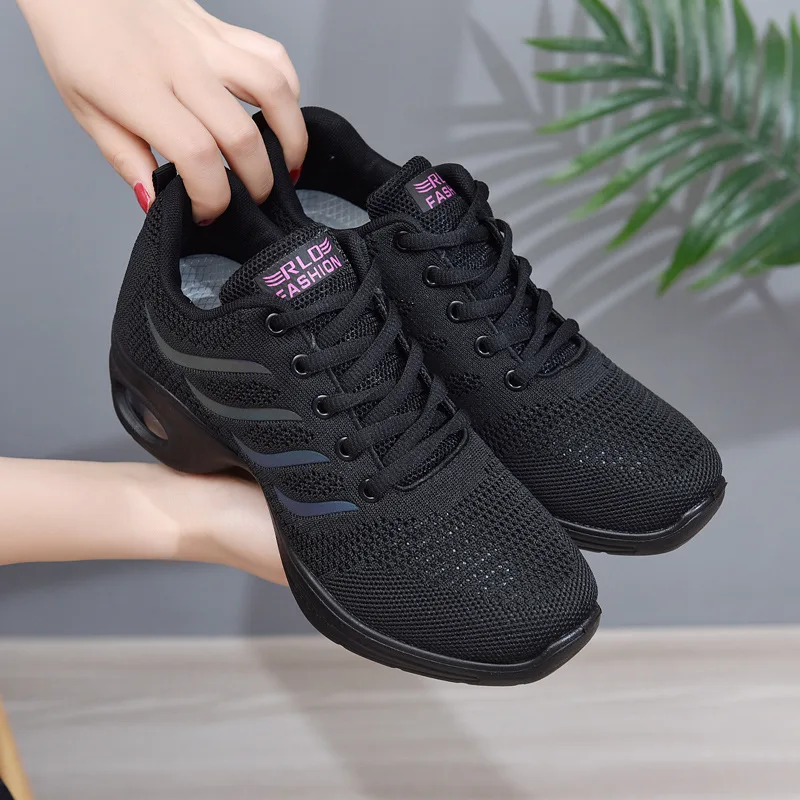 Dance Shoes Woman Ladies Modern Soft Outsole Jazz Sneakers Mesh Breathable Lightweight Female Dancing Fitness Shoes Sport 5