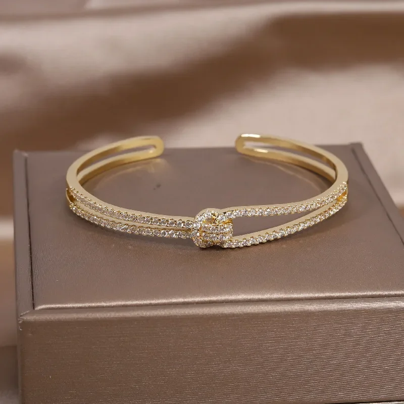 Gold Plated Copper Inlaid Zircon Snake Open Bracelet Women Party Accessories bangle bracelet,zircon bracelet,snake bangle bracelet