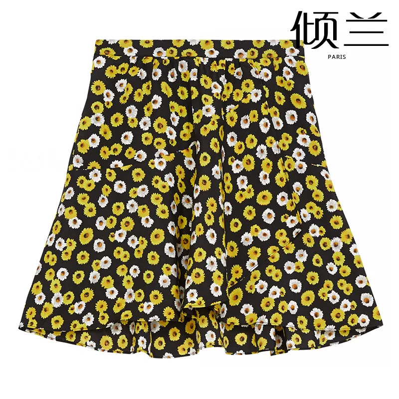 

PATADS French TK Home Spring/Summer New OL Commuter Versatile Retro Flower Print Women's Halfskirt