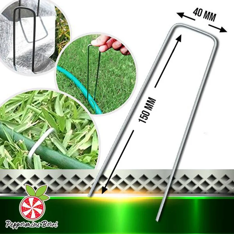 50Pcs Heavy Duty U Shape Garden Stakes Staple Securing Pegs Pins Anti-Rust For Securing Weed Barrier Fabric Landscape Fabric
