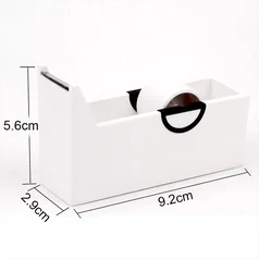 Plastic Adhesive Tape Dispenser and Cutter for School and Office Supplies (White)