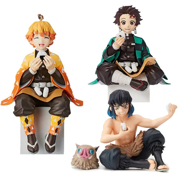 Demon Slayer Anime Action Figure Agatsuma Zenitsu Eat Rice Balls 5.1 Inch