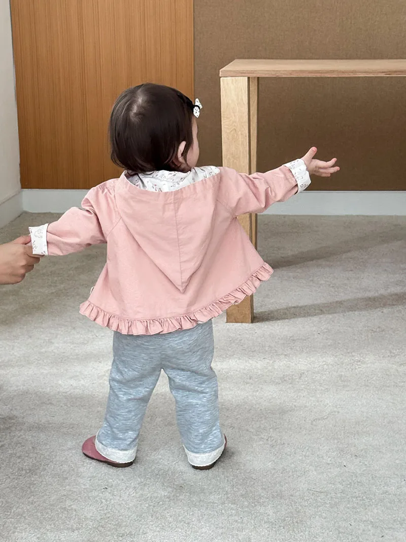 Cotton Blend Floral Girls Windbreaker Jacket