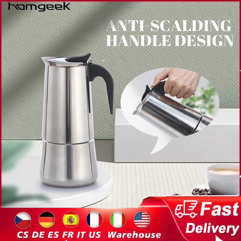 Stainless Steel Coffee Maker Coffee Pot Moka Pot Geyser Makers Kettle Brewer Latte Percolator Stove Tools