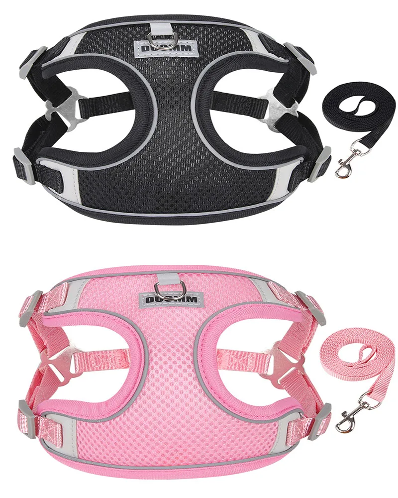 Reflective Dog Harness And Leash Set For Small And Medium Dogs_voghion.com