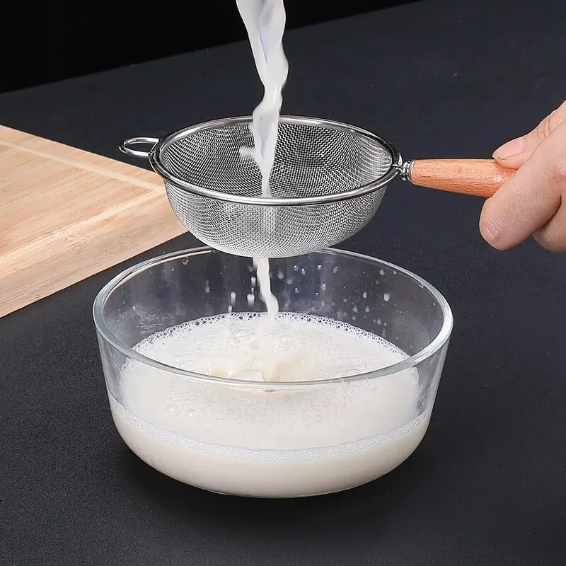 1pc 304 Stainless Steel Mesh Filter Spoon with Wooden Handle Flour Filter Spoon Household Kitchen Fried Food Filter Oil - Image 3