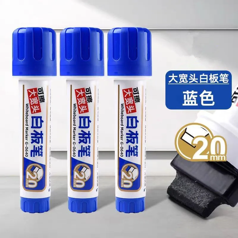 20mm 초대형 용량 와이드 헤드 지울 수 있는 잉크 추가 화이트보드 마커 사무용 문구류 수성 보드 펜
