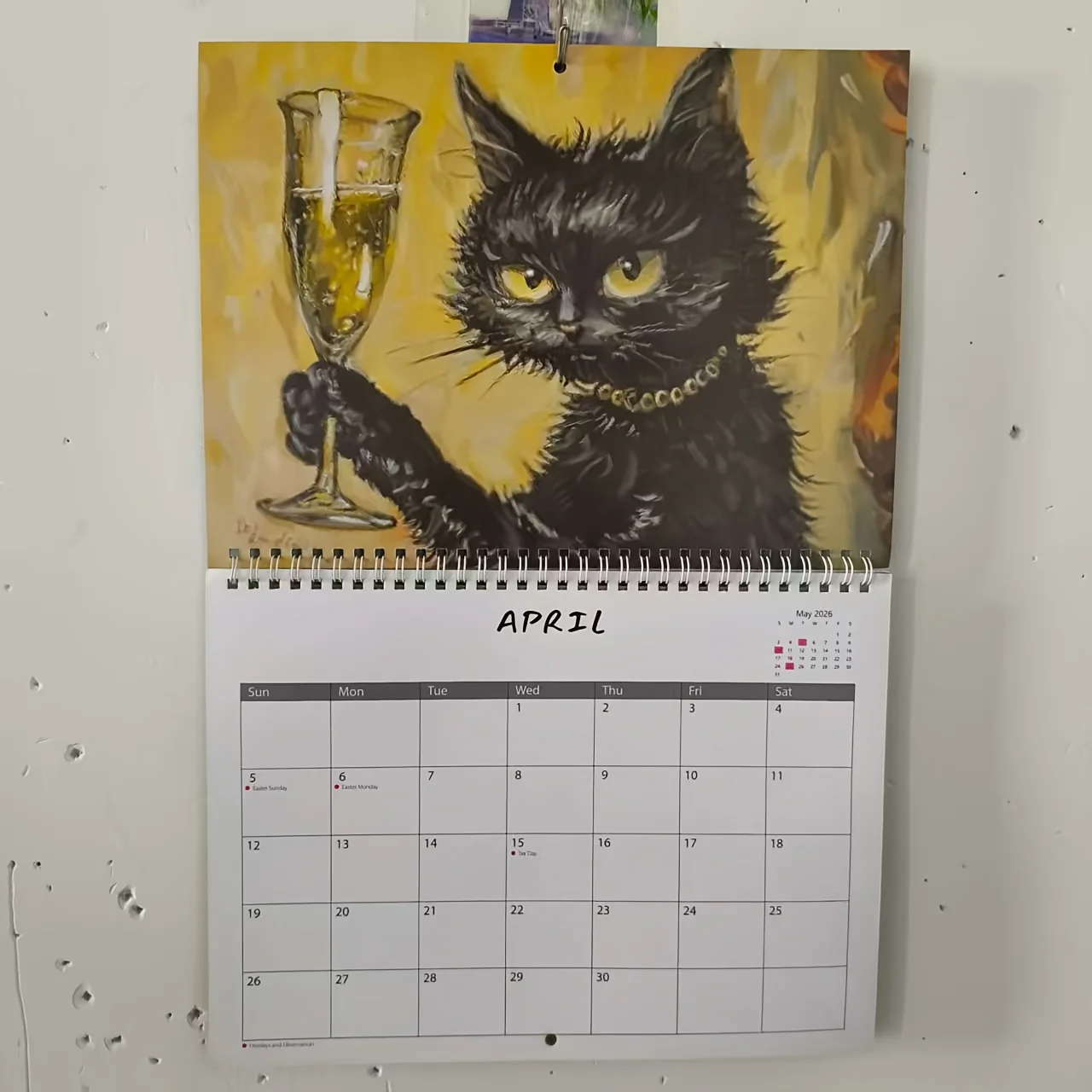 2026 Drunk Cats Calendar Cartoon Funny Weird Cat Hangable Calendar 12 Months Family Schedule Planner Organizer