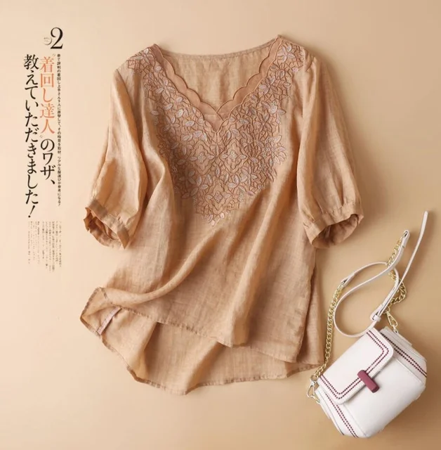 Jersey Blusas Mujer Algodon Blusas étnicas De Lino Y Algodón Para