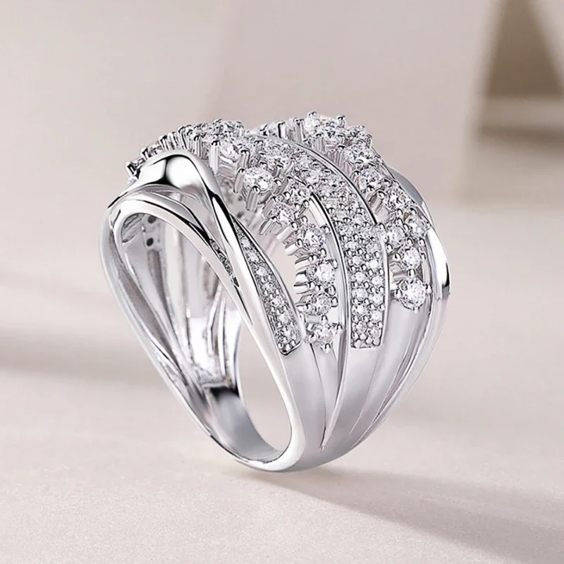 Wave Design Rings Luxury Finger Accessories Inlaid Bright CZ Engagement Jewelry Se70cf95e78c54e4ea331842462924c77c