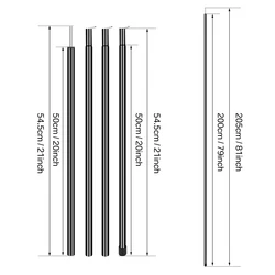 Lightweight Adjustable Telescopic Tent Poles Set for Camping and Hiking (Set of 2) (Black L 60cm)