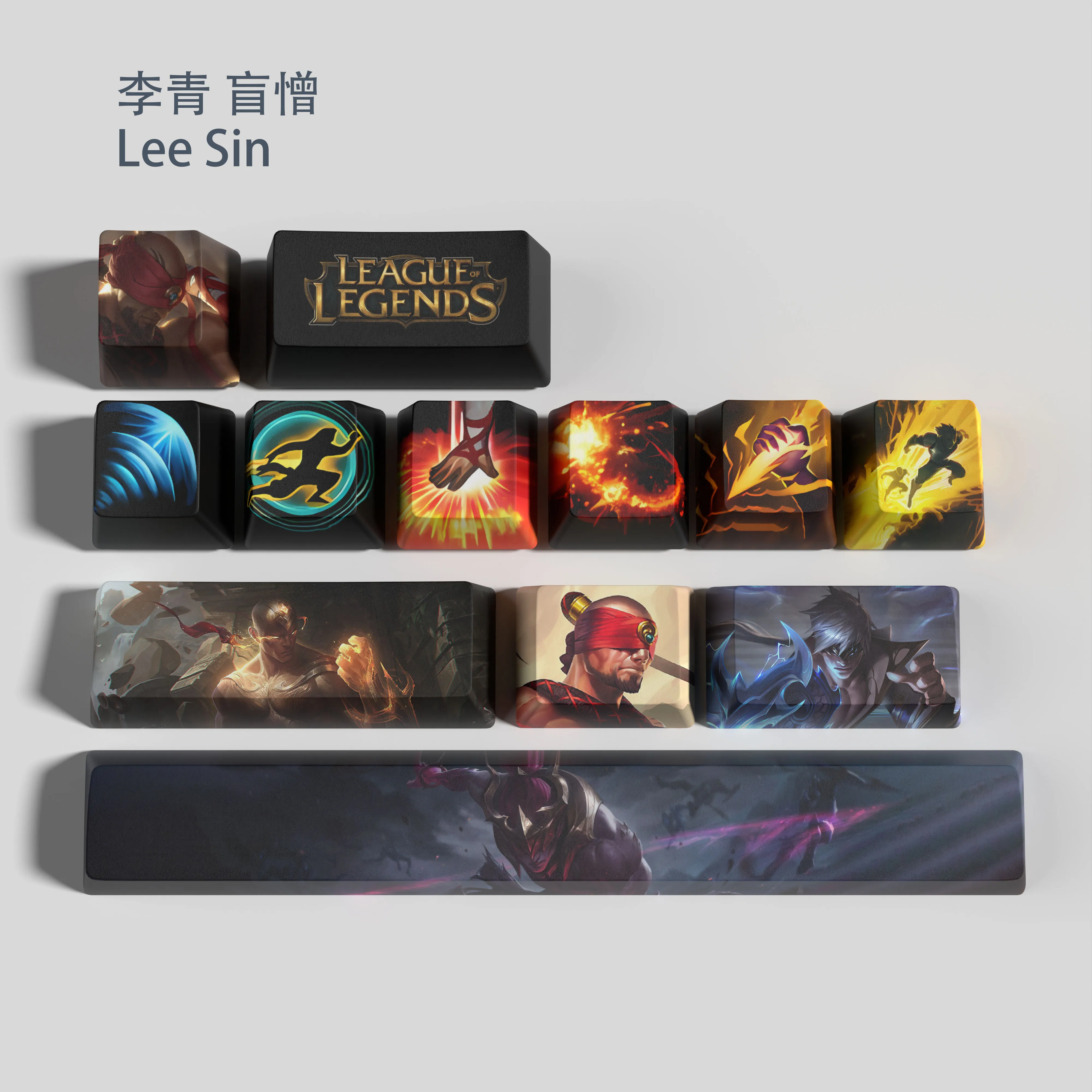 Lee Sin Keycaps League of Legends Lee Sin Keycaps Jogo Keycaps Oem Perfil 12 Teclas Pbt Corante Sub Keycaps - Imagem 5