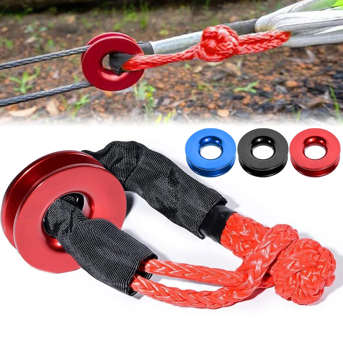 Car Recovery Ring 41000 LBS Winch Rope Traction Winch Snatch Recovery