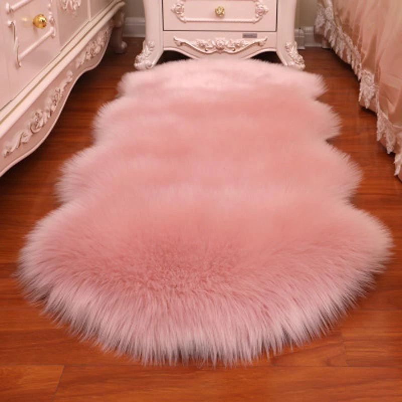 Soft Faux Sheepskin Fur Area Rugs for Bedroom Living Room Decorative Shaggy Sofa Cushion Floor Mat Bedside Carpet Home Decor
