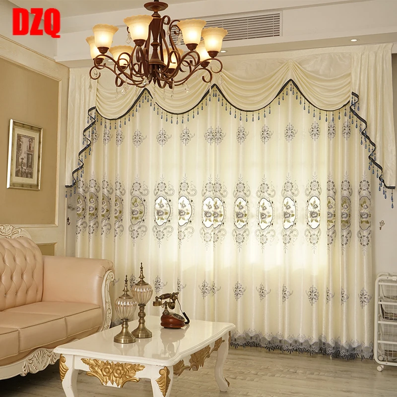 

Luxury High-grade European Custom Hollow Embroidery Semi-shading Curtains for Living Dining Room Bedroom