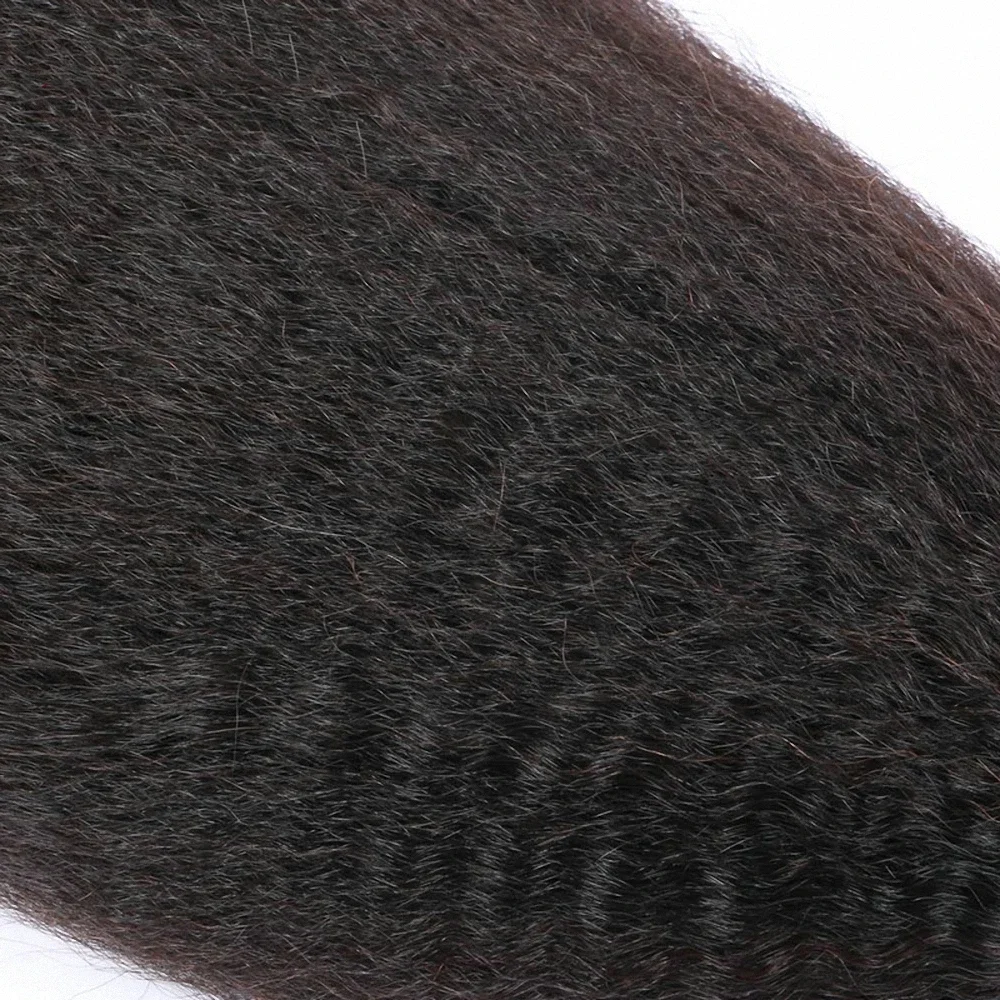 Kinky Straight Human Hair Bundles Natural Color Brazilian Remy Human Hair Weave Yaki Kinky Straight Bundles Extensions 8-24 Inch