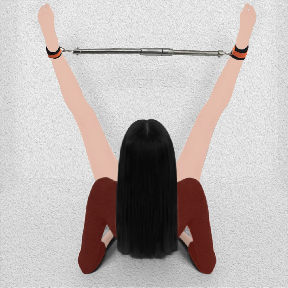 Private restraint accessory with stainless steel frame, soft cuffs, and controlled setup